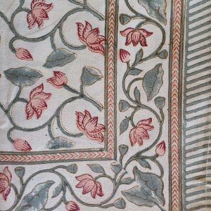 Table Cover Dusty Pink Block Print Mughal - 8 seater