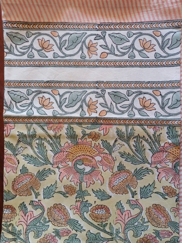 Table Cover Yellow Pink Block Print Mughal - 8 seater - Image 3