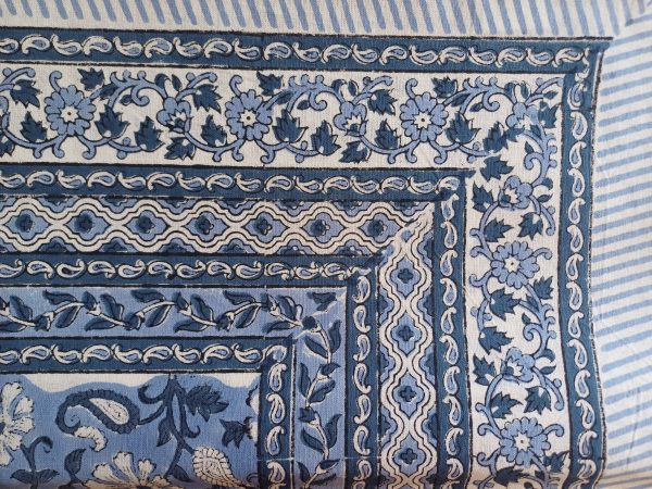 Table Cover Blue Floral Block Print Mughal - 8 seater - Image 2