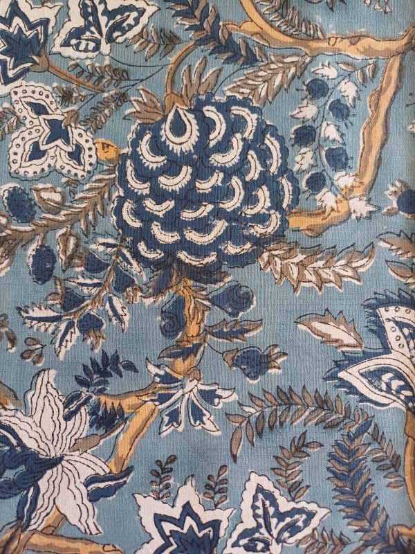 Table Cover Dark Blue Teal Block Print Mughal - 8 seater - Image 2