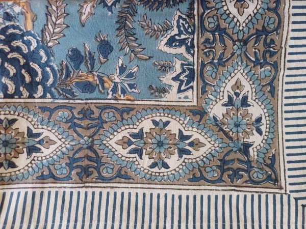 Table Cover Dark Blue Teal Block Print Mughal - 8 seater - Image 5