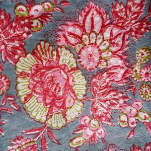 Cotton Scarf Grey Red Pink Floral