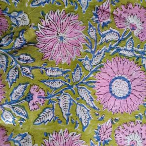 Cotton Scarf Pink Green Floral