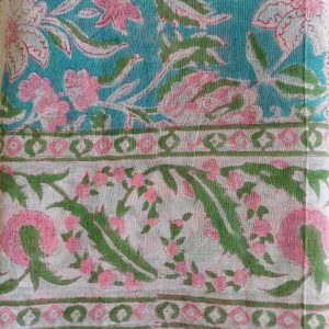 Cotton Scarf Pink Turquoise Floral