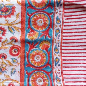 Cotton Scarf Red Orange Floral