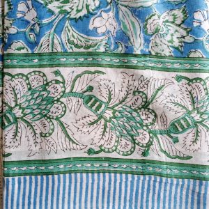 Cotton Scarf Green Blue Floral