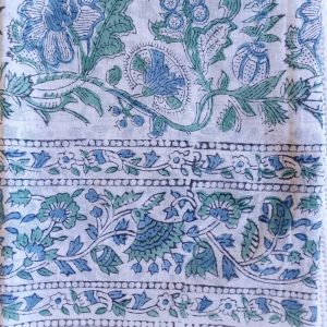 Cotton Scarf Cream Green Floral