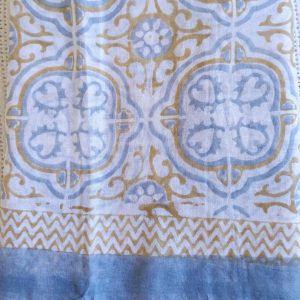 Cotton Scarf Mustard Grey Ornate