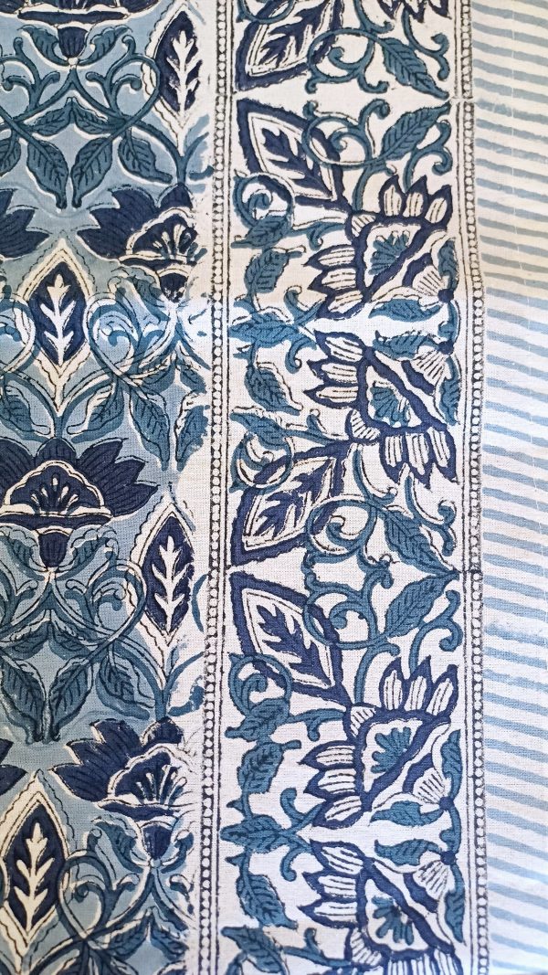 Table Cover Dark Blue white Ornate Block Print Mughal - 6 seater - Image 4