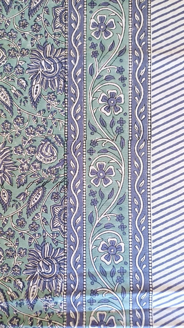 Table Cover Olive Block Print Mughal - 8 seater - Image 4