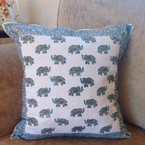 Cushion Cotton Cover Block Print Rapit - Grey Ornate