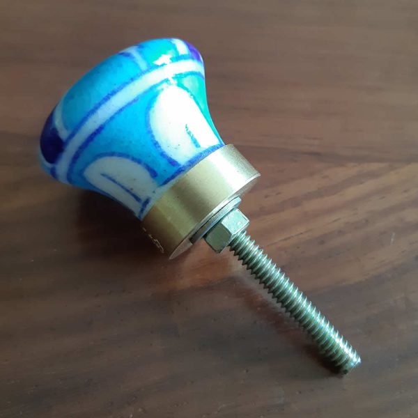 Ceramic Door Knob - Blue Stripes - Image 2