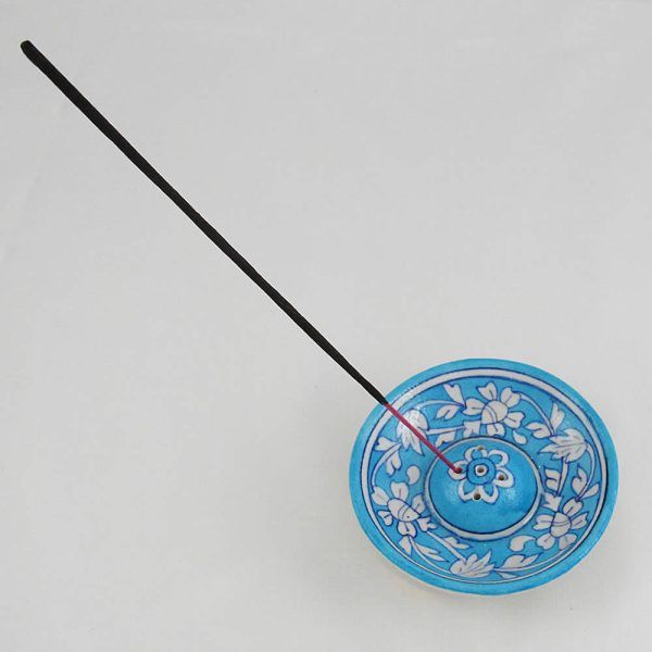 Round Incense Holder - Turquoise Floral - Image 3