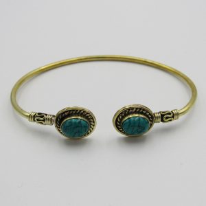Cuff Bangle with Turquoise Beads